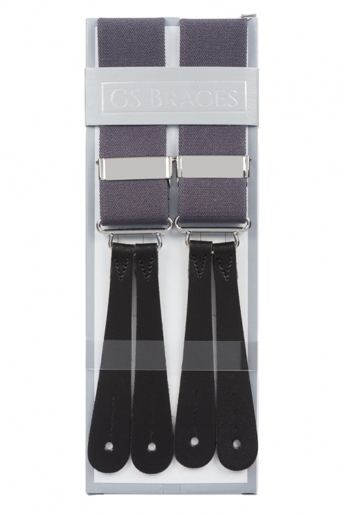 Grey Braces Leather End | Grey Button Suspenders - Gents Shop